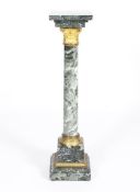 A marble and gilt-metal mounted column-pedestal, 20th century, veined in black,