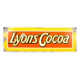 A vintage enamelled Lyons' Cocoa advertising sign, early 20th century, in yellow,