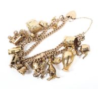 A 9ct rose gold curb link charm bracelet,