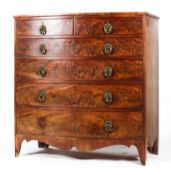 A 19th century mahogany chest of drawers, comprising two short and four graduated long drawers,