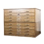 A vintage eight drawer metal plan chest, 20th century,