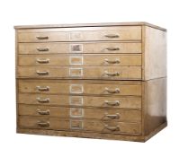 A vintage eight drawer metal plan chest, 20th century,