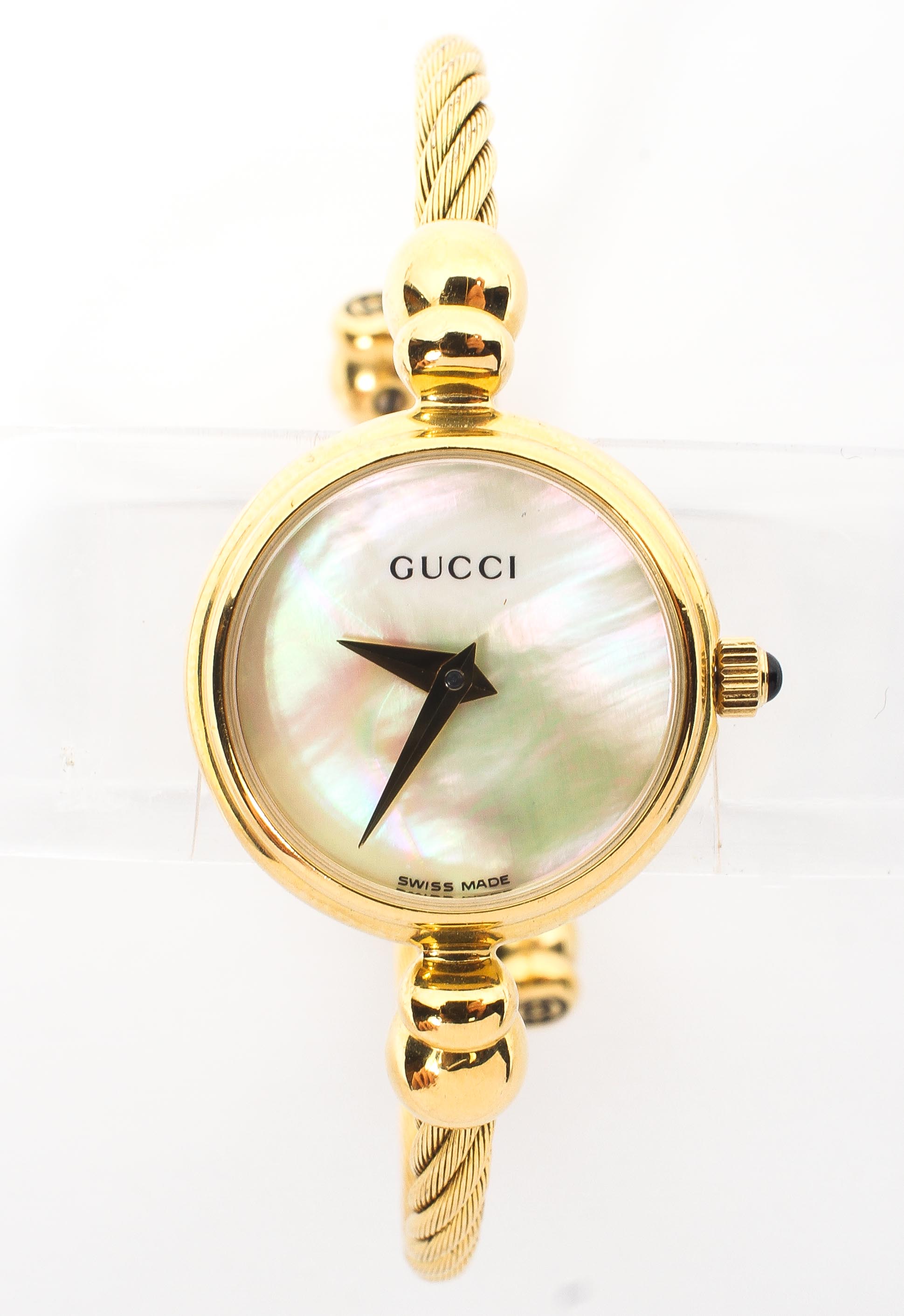 A vintage ladies Gucci quartz wristwatch, gold plated case and strap, - Image 2 of 4