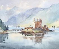 Dorothy Bradshaw, Eilean Donan Castle, Loch Awe, signed lower left, watercolour, framed