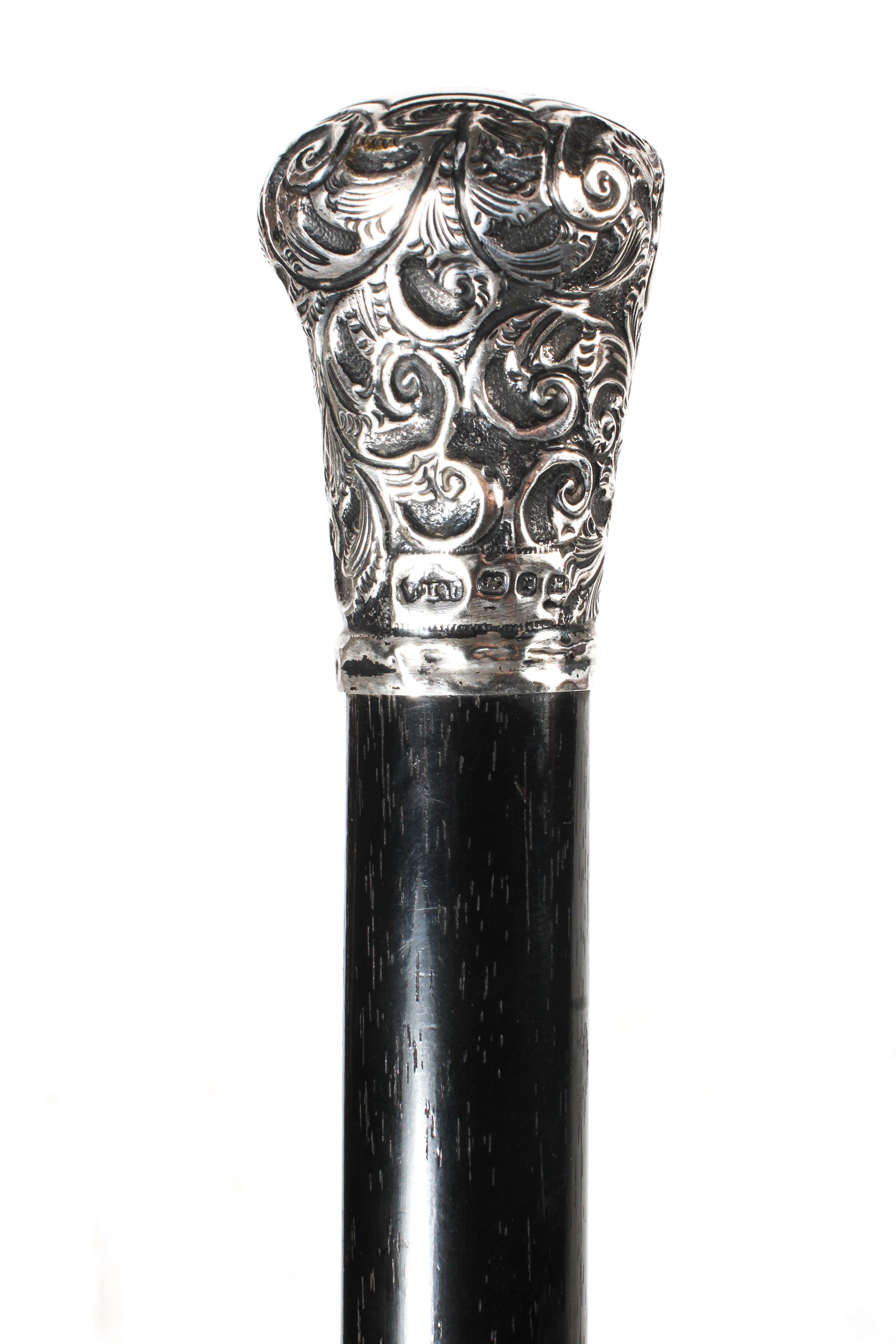 Three silver and white metal mounted walking canes, - Image 3 of 26