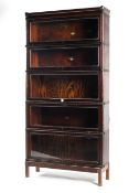 A Globe Wernicke dark stained oak five tier glazed bookcase, early 20th century,