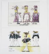 Ronald Searle, Dick Deadeye and Dick Deadeye transformed, Little Buttercup, coloured prints, two,