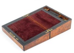 A Victorian burr walnut and mother-of-pearl inlaid writing slope,