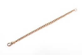 A 9ct rose gold curb link bracelet with lobster clasp.