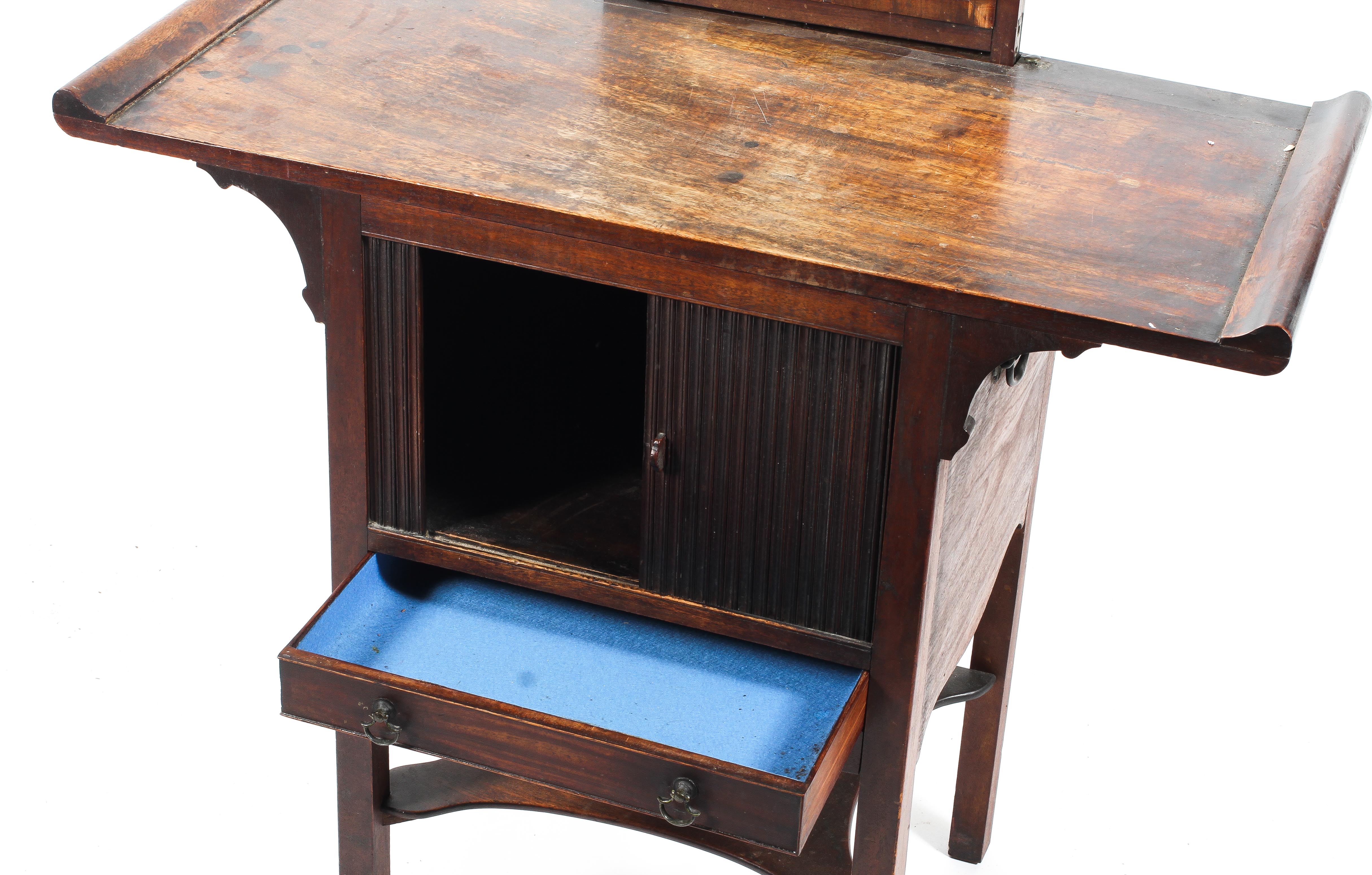 A George III mahogany bedside table, fitted tambour cupboard and drawer, - Image 2 of 3