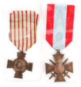Two early 20th century French Bronze war medals;