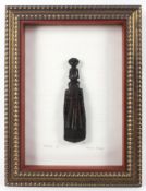 Freda Erwee, framed carved wood sculpture, titled Umculi II, signed lower right,