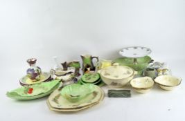 A group of ceramics, including Wade, Carlton Ware leaf dishes in various sizes,