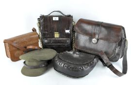 A quantity of bags, including: a brown leather satchel,