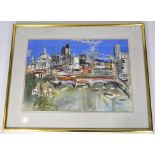 John Fargan (20th century English School), 'London', watercolour on paper, label verso,