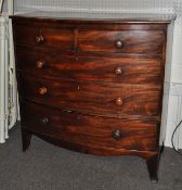 A large late 19th/early 20th Century mahogany chest of drawers, comprising five drawers,