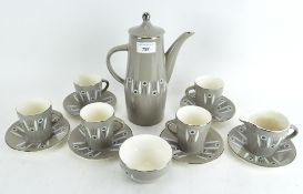 A "Kon-Tiki" pallisy ceramic tea service, comprising teapot, cups, saucers, sugar bowl and milk jug