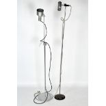 Two modern chrome standard lamps, each with adjustable lamp,