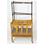 An early 20th century stained wooden clothes horse, 90cm high, together with a magazine rack