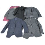 A selection of gentleman's suits various sizes, in pinstripe, grey,