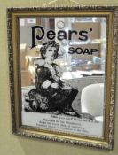 A large vintage 'Pears' Soap' picture mirror in black and white