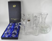 A selection of assorted glassware, to include a pair of cut glass decanters,