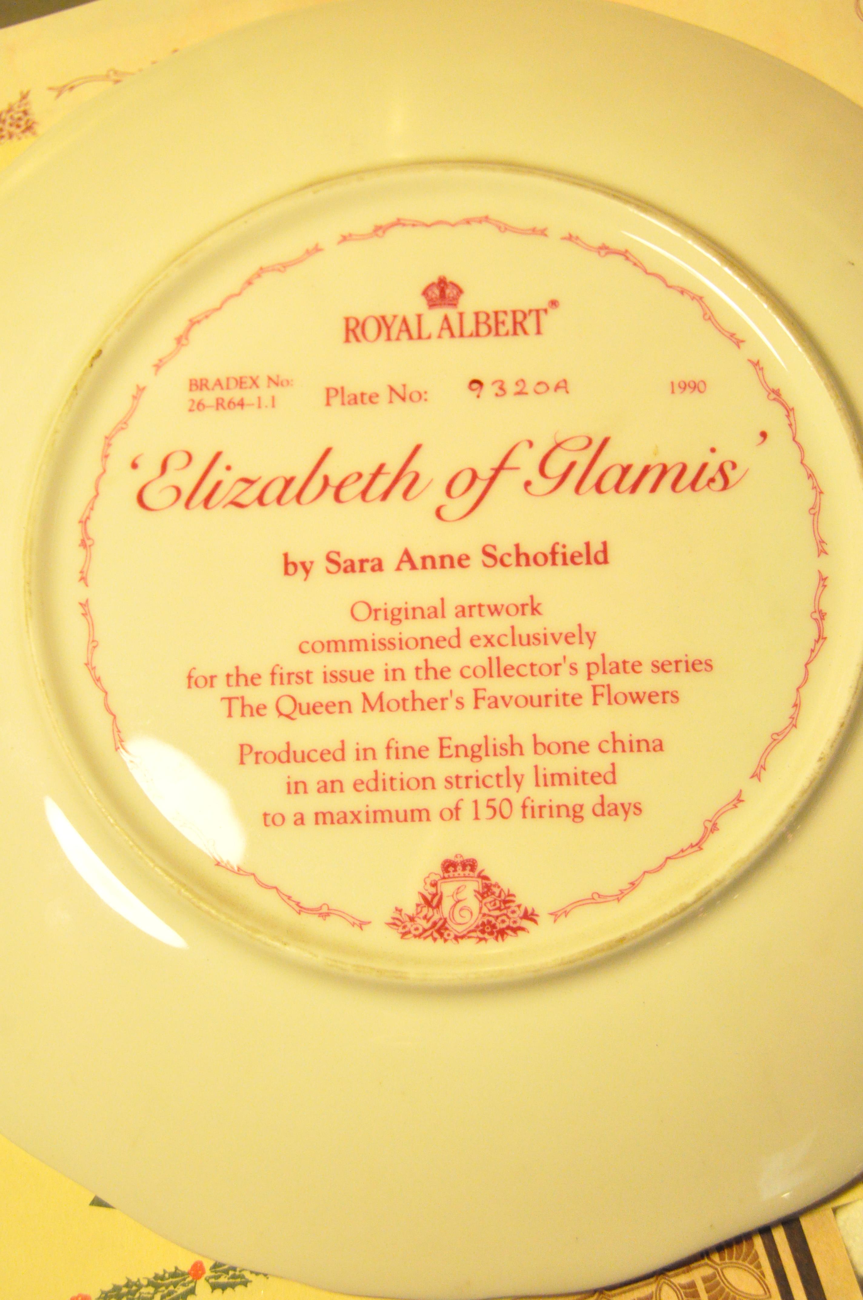 A Royal Albert plate, 'Elizabeth of Glamis' 9320A, with certificate, together with an Asian example, - Image 2 of 3