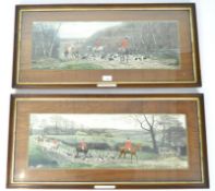 Two hunting prints, titled 'Off to the Meet' and 'Homewards', both originally by E A S Douglas,
