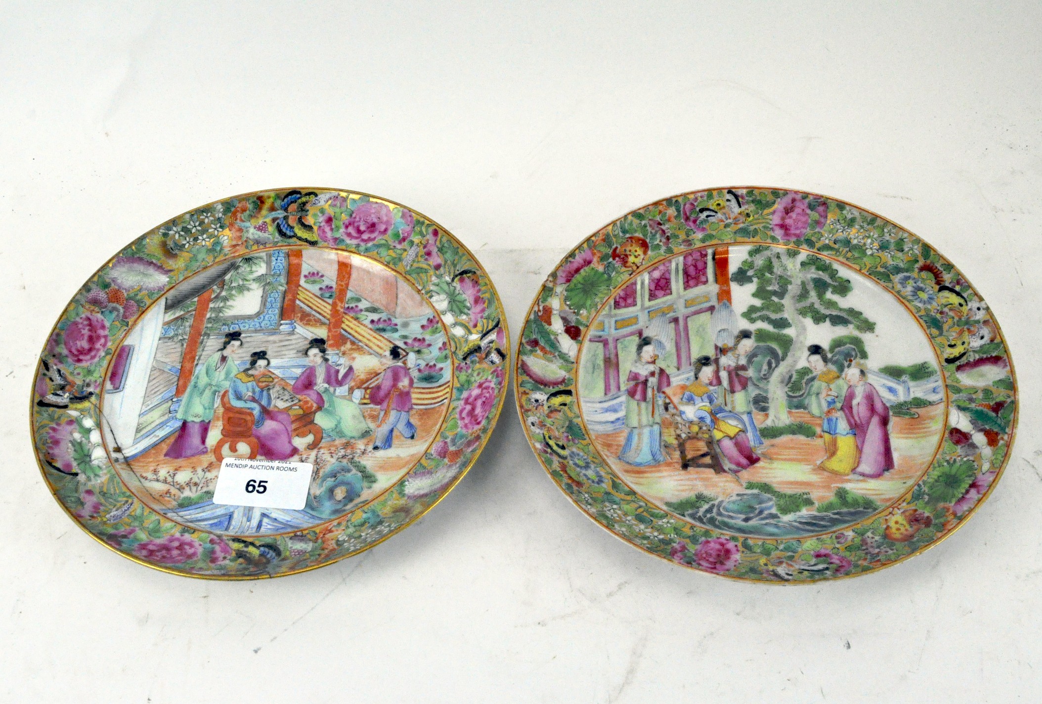 A pair of late 19th century Chinese Canton plates,