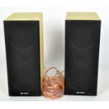 A pair of Acoustic Solutions speakers, in wooden cases, model no AV-150B,