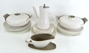 Poole cream and mushroom part coffee and dinner service, circa 1960-70, printed blue marks,