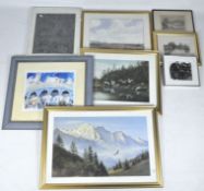 A large quantity of framed prints of various sizes and images