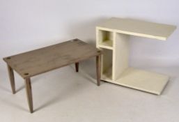A vintage painted coffee table of rectangular form together with a white painted side table