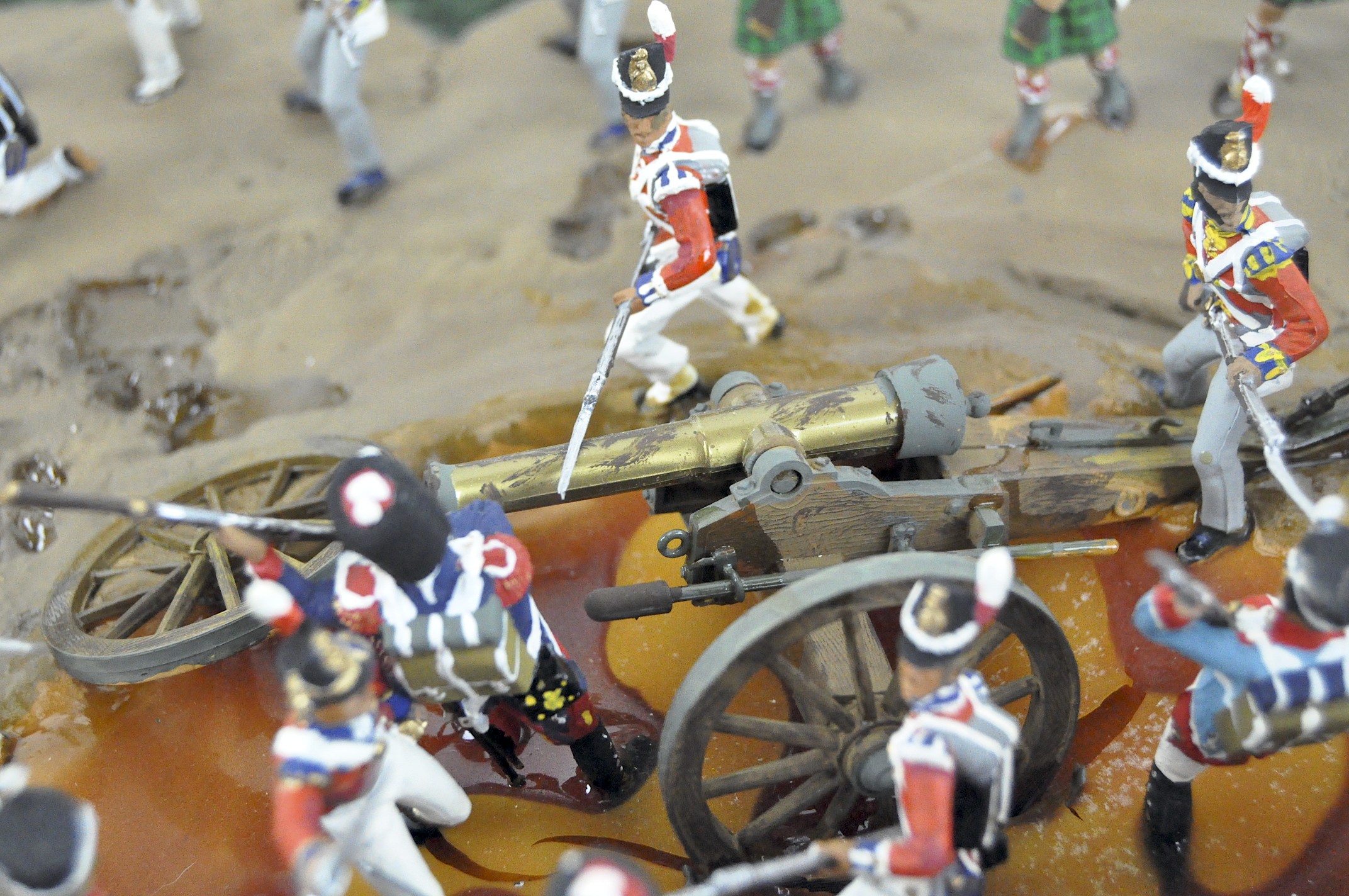 A large cased Waterloo Battle scene, - Image 3 of 3