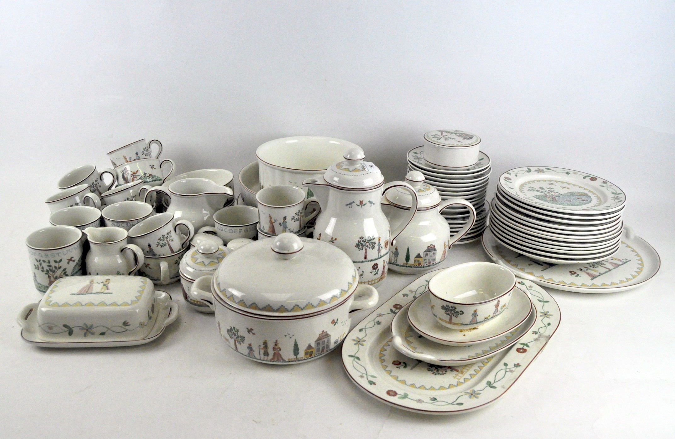 A Villeroy & Boch 'American Sampler' 1981 pattern, part tea and dinner service