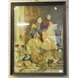 A 20th Century wall tapestry depicting a biblical scene, framed and glazed,