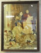 A 20th Century wall tapestry depicting a biblical scene, framed and glazed,