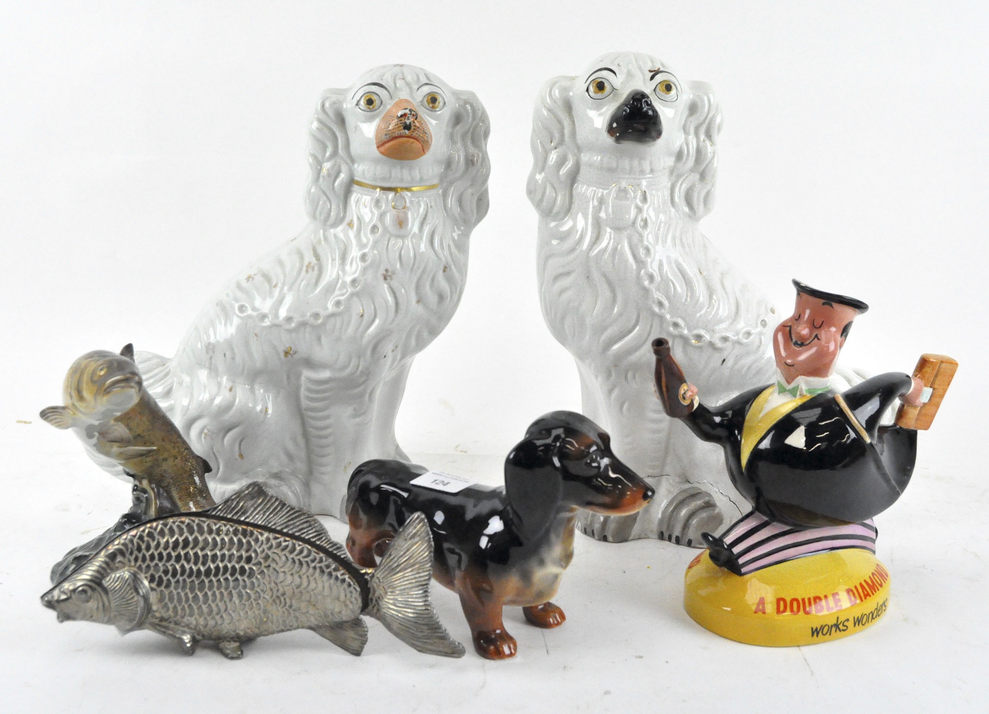 A pair of Staffordshire pottery dogs and more