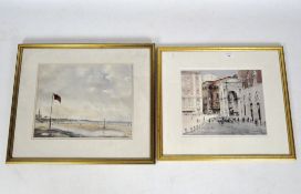 Two framed watercolours: Robin Horsley (1905-1988) 'Sightseeing in Sienna' and Dennis Page(1930-)