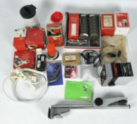 A collection of photographic dark room equipment.