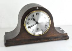 A 1930's oak cased mantle clock, marked to movement 'Fontenoy Made in France',