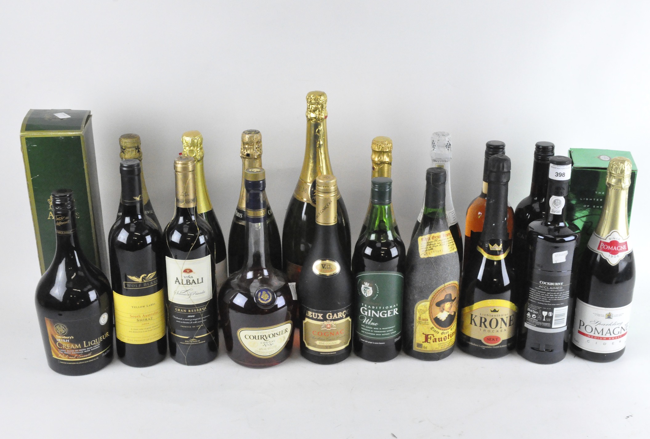 A large quantity of alcohol to include red wine, cognac, Martini, Moet & Chandon,