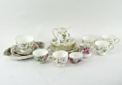 Two part tea sets, one being Wedgwood 'Wild Strawberries', the other Crown Staffordshire,