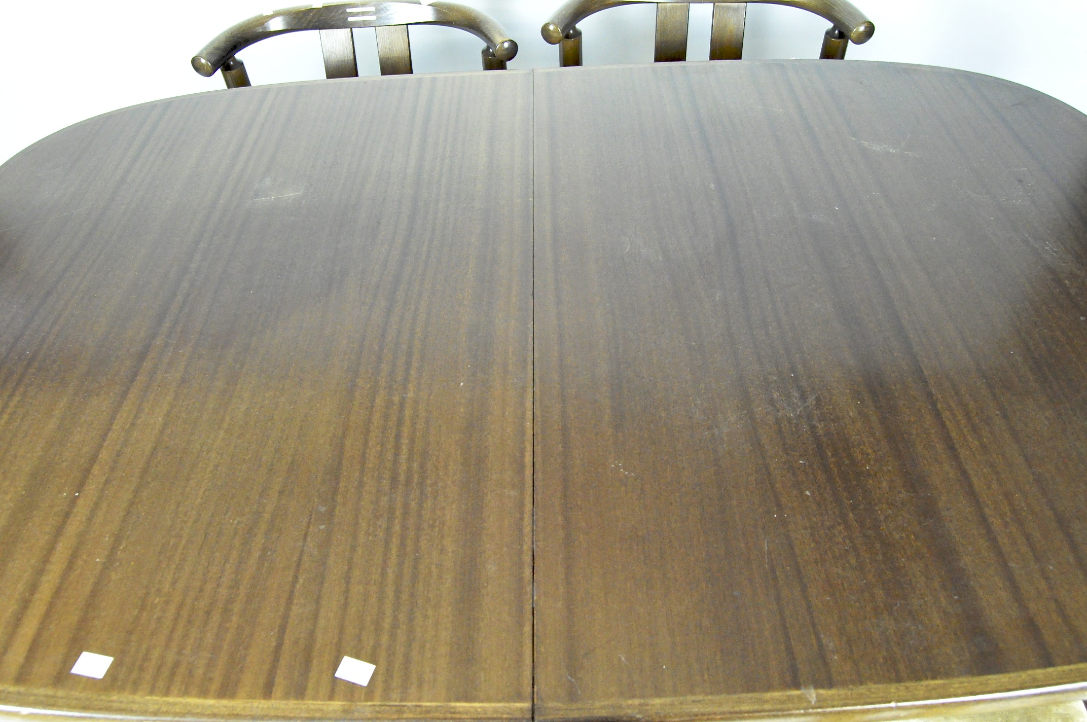 A Danish dining table and six chairs, the table with two additional leaves, - Image 2 of 2