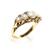 A Victorian 18ct gold split pearl and diamond ring.