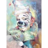 Julian Ritter (American/Polish 1909 - 2000), oil on board of a smiling clown, signed (lower right),