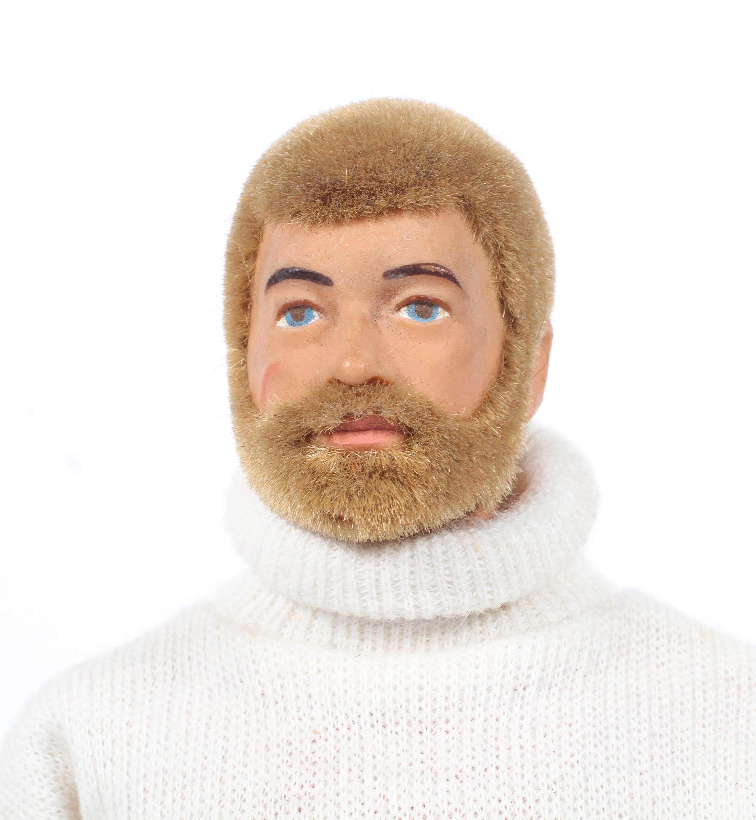 A vintage Action Man with blond hair and beard, in a roll neck sweater, jeans and boots, - Image 2 of 3