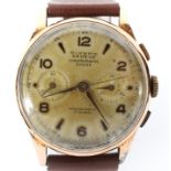 A 1950's 18k gold cased Olympic Geneve chronograph wristwatch,