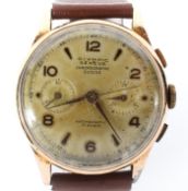 A 1950's 18k gold cased Olympic Geneve chronograph wristwatch,