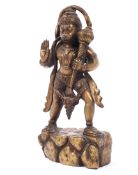 An Indian bronze figure of Hanuman, the Hindu Monkey God,